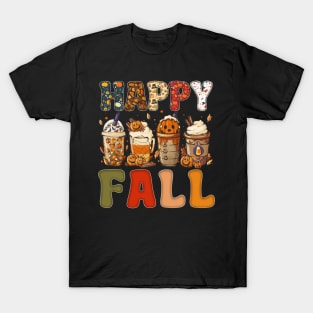 Happy Fall Y'all Autumn Halloween Pumpkin Spice Latte T-Shirt
